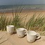 Tasse avec oreille contemporain en céramique fait main du service et de la collection "White Dunes"