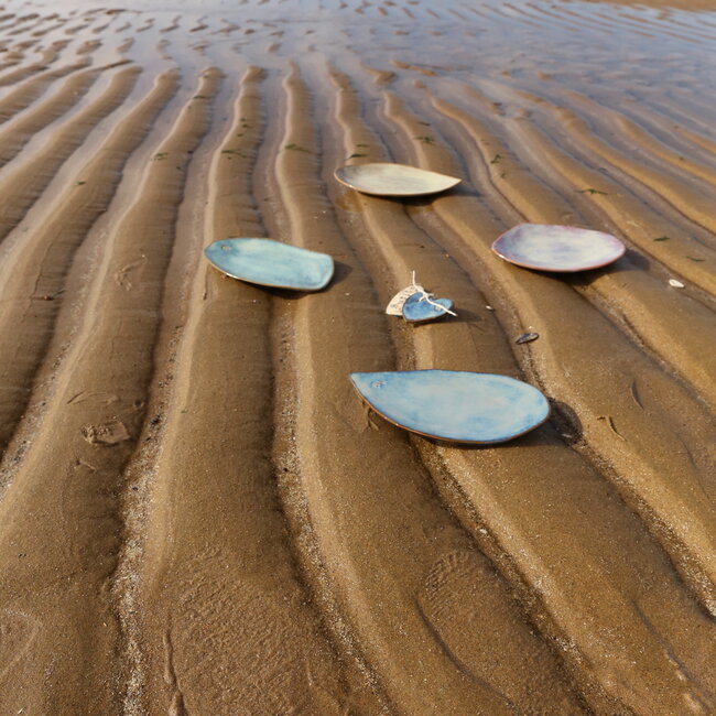 Set keramisch handgemaakte 4  borden, Inspired by the Sea