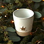 Tasse de thé en céramique blanc fait main du service « White Star » avec une étoile couleur moutarde