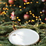 White handmade ceramic plate from the tableware and collection “White Christmas tree" with a mint-colored Christmas tree