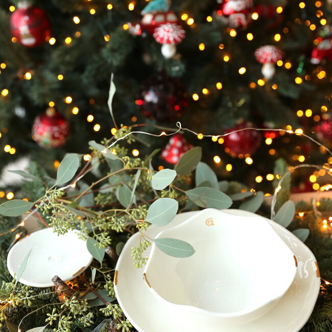 Porcelain handmade bowl, Wave - Touch of Gold