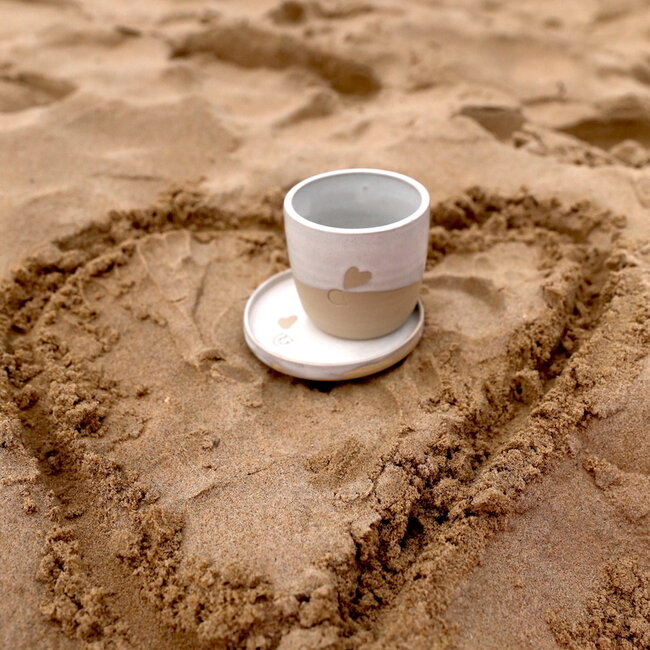 Ceramic handmade coffee cup, White Love