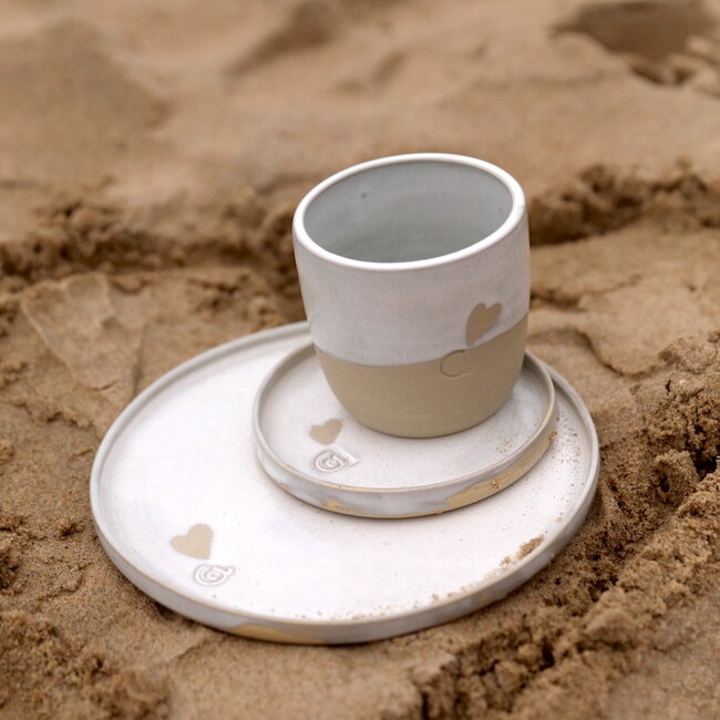 Ceramic handmade coffee cup, White Love