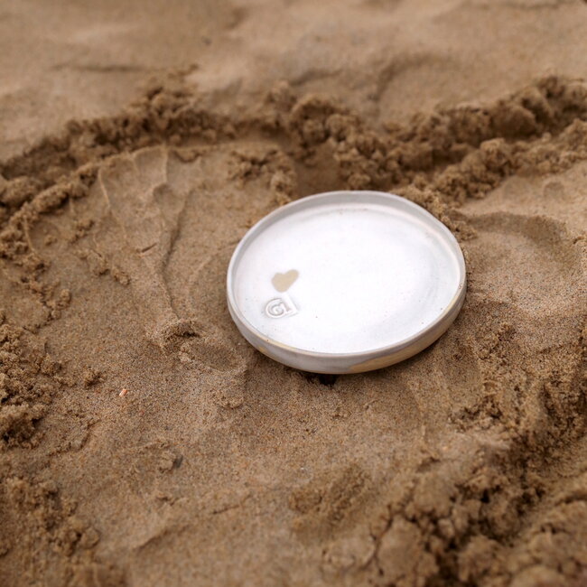 Keramisch handgemaakt bord, White Love