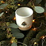 Tasse en céramique blanc fait main du service « White Tree » avec une étoile couleur menthe