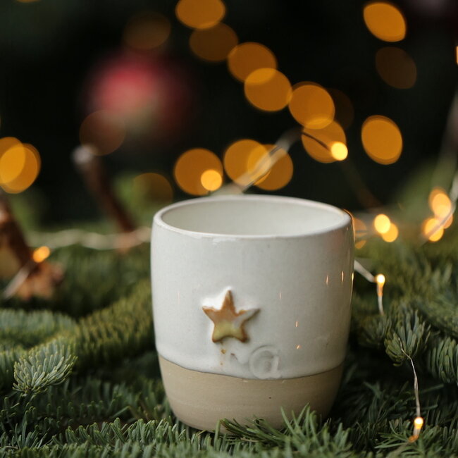 Tasse à café artisanale en céramique,  White Star