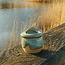 Sugar bowl "Mint" handmade in natural clay with a uniquely designed Artisann