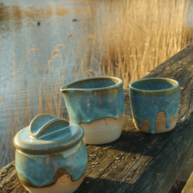 Ceramic handmade sugar bowl, Mint