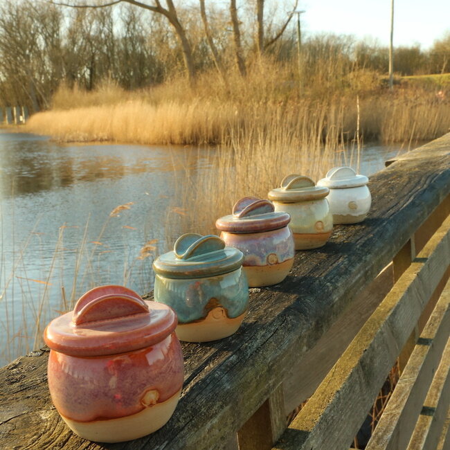 Ceramic handmade sugar bowl, White Dunes