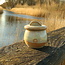 Sugar bowl "Mustard" handmade in spots clay with a uniquely designed Artisann