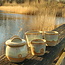 Sugar bowl "Mustard" handmade in spots clay with a uniquely designed Artisann
