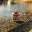 Sugar bowl "Sungreen" handmade in natural clay with a uniquely designed Artisann