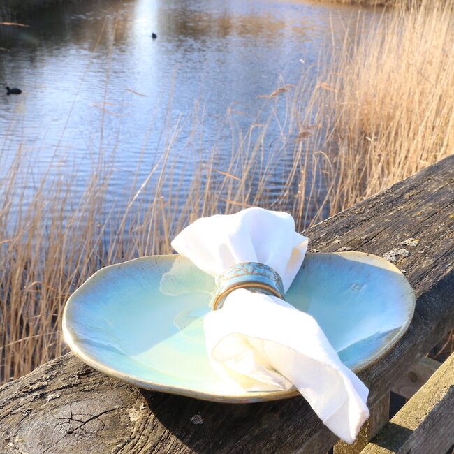 Handmade ceramic napkin ring, Mint