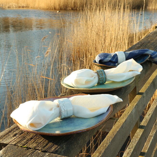 Handmade ceramic napkin ring, Mint