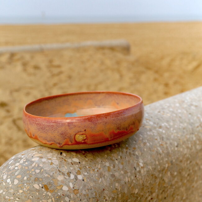 Unique, exclusive handmade large bowl with handmade turntable "Sungreen"