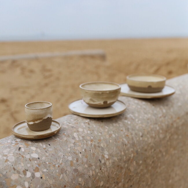 Handmade white and black ceramic plate from the tableware and collection “Italian White"
