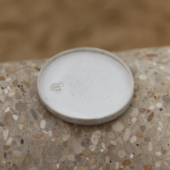 Handmade ceramic plate,  White Spots