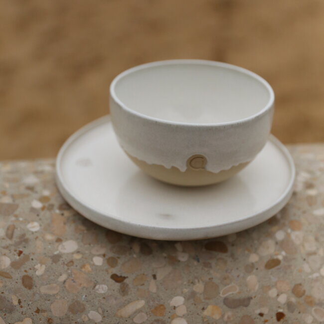 Assiette en céramique artisanale, White Dunes
