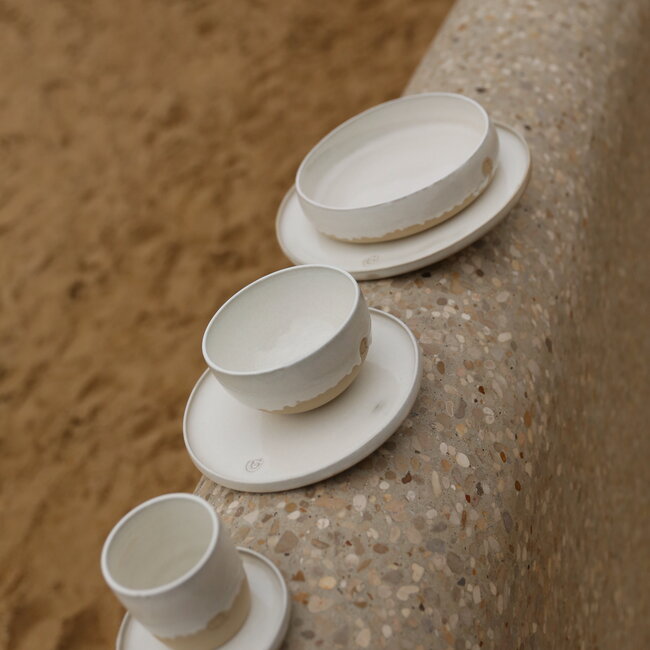 Handmade ceramic bowl, White Dunes