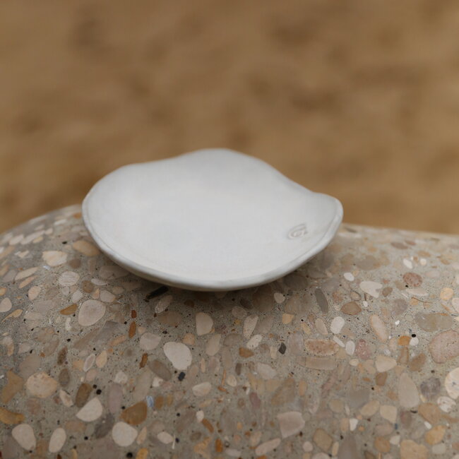 Handmade ceramic little scale Coquillage, White