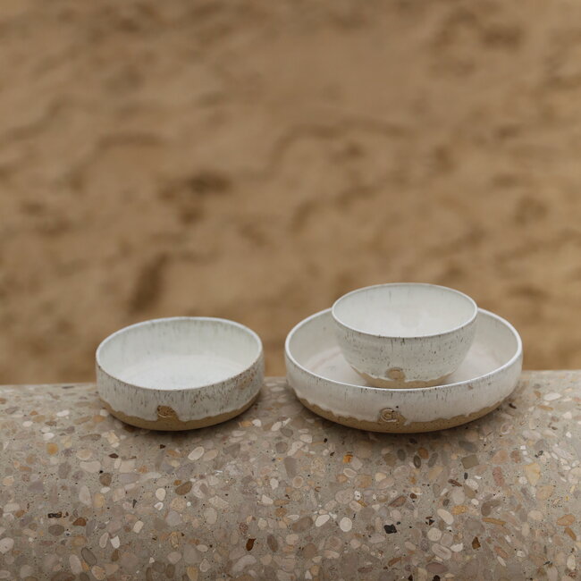 Handmade ceramic bowl with unique glazes from the "White Spots" service