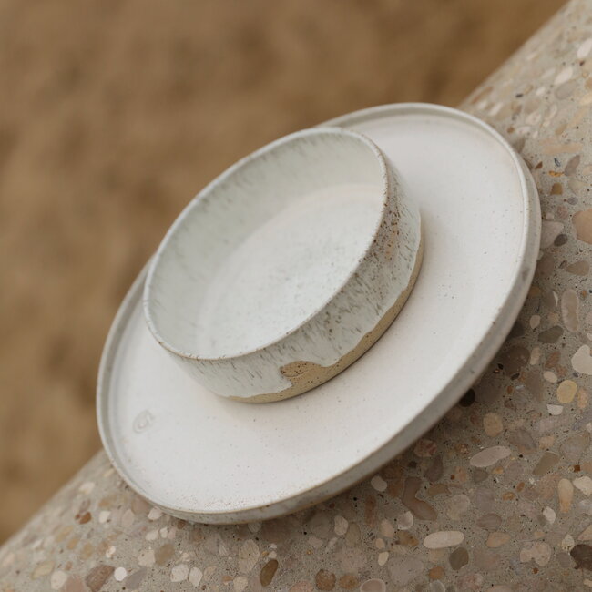 Handmade ceramic scale with unique glazes from the "White Spots" service