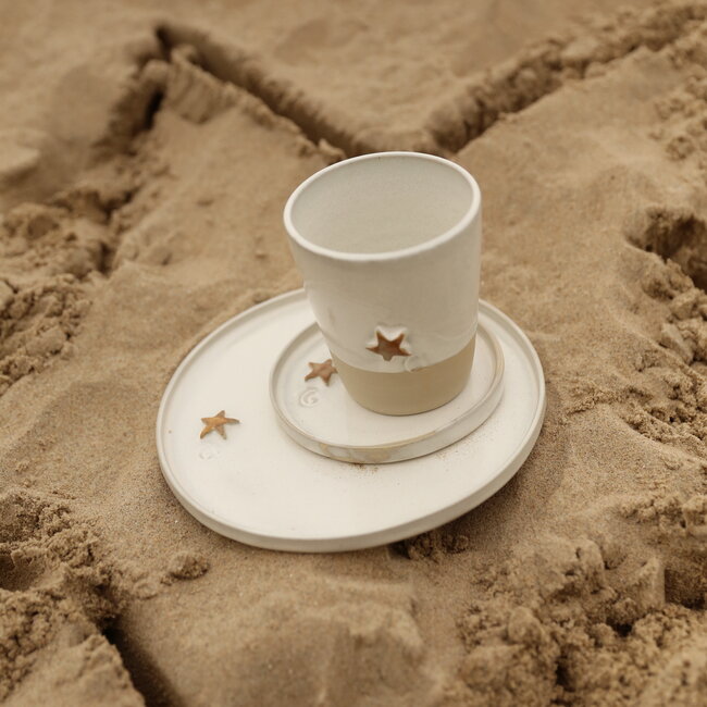 Ceramic handmade tea cup, White Star