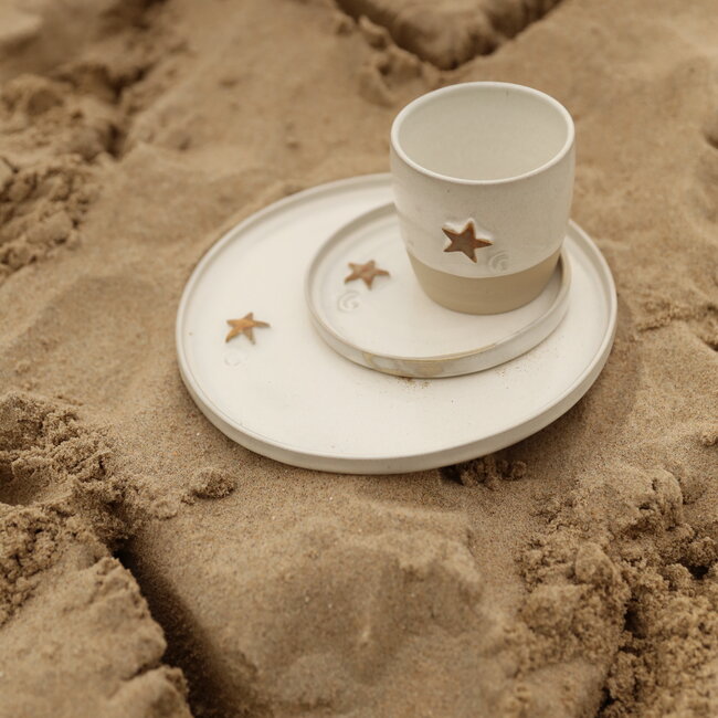 Ceramic handmade coffee cup, White Star