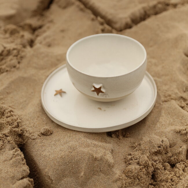 Keramisch handgemaakt bord, White Star