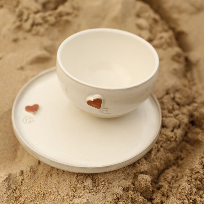 Bol en céramique artisanale, White Coeur