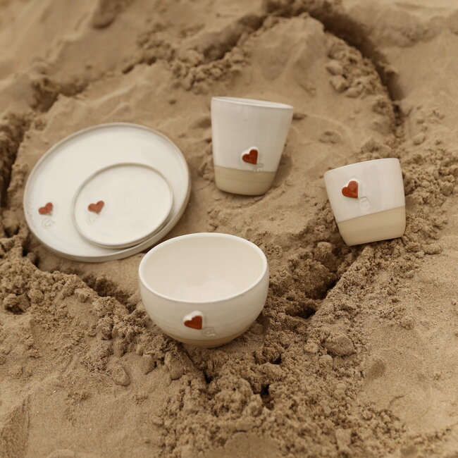 Handmade ceramic bowl with a unique coeur from the coffee tableware "White Heart"
