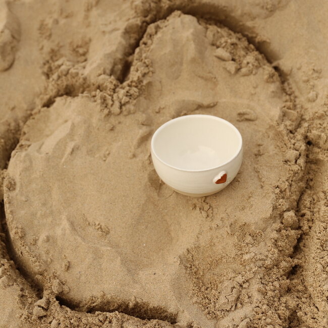 Handmade ceramic bowl, White Heart