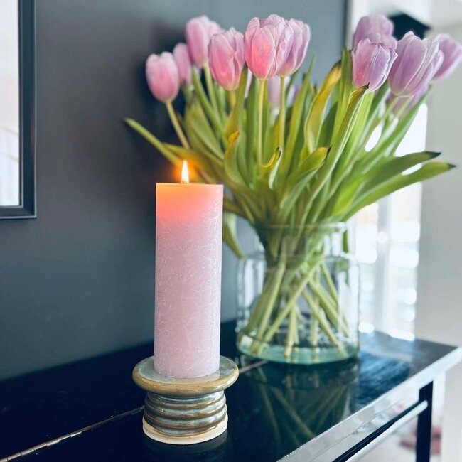 Handmade ceramic candle holder, Mint