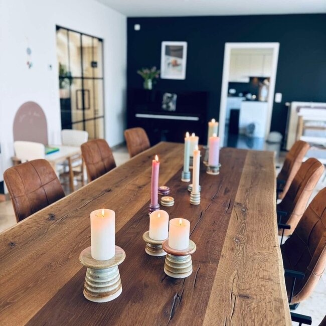 Handmade ceramic candle holder, Mustard