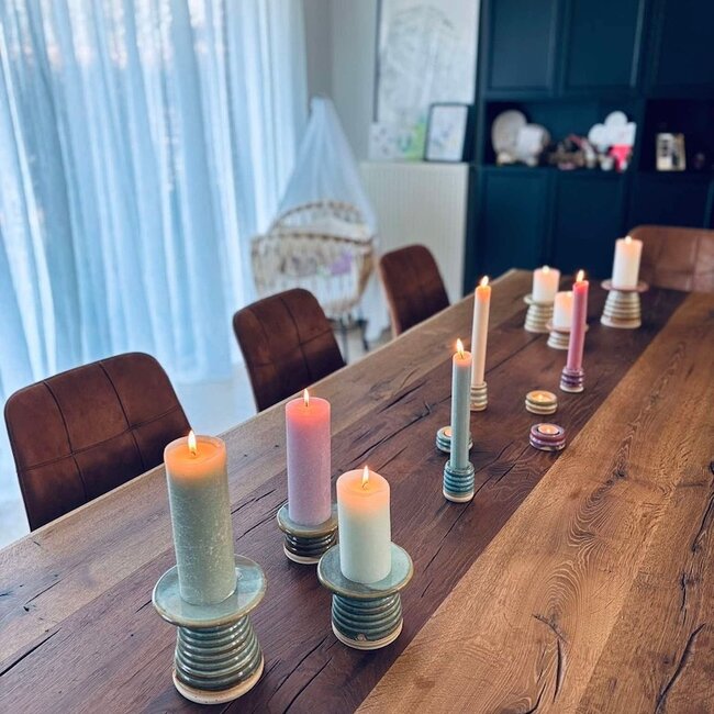 Handmade ceramic candle holder, Mustard