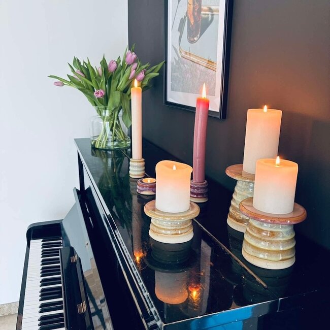 Handmade ceramic candle holder, Mustard