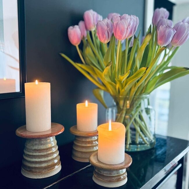 Bougeoir en céramique fait à la main, Moutarde