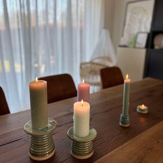 Handmade ceramic candlestick, Mint