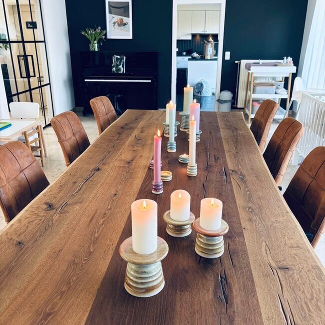 Handmade ceramic candlestick, Mustard