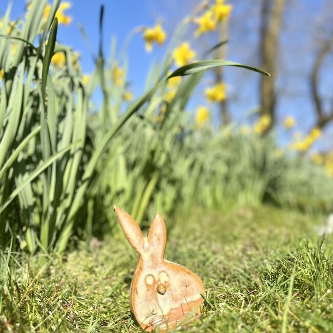 Ceramic handmade Easter bunny, Mustard
