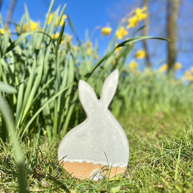 Lapin de Pâques en céramique fait main, Blanc