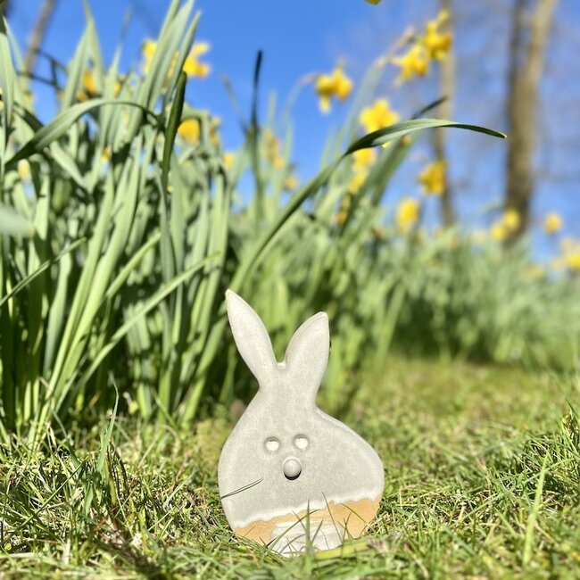 Lapin de Pâques en céramique fait main, Blanc