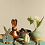 The unique Easter bunny is handmade and finished with our Mint glaze.