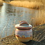 Sugar bowl "Sunrise"handmade in spots clay with a uniquely designed Artisann