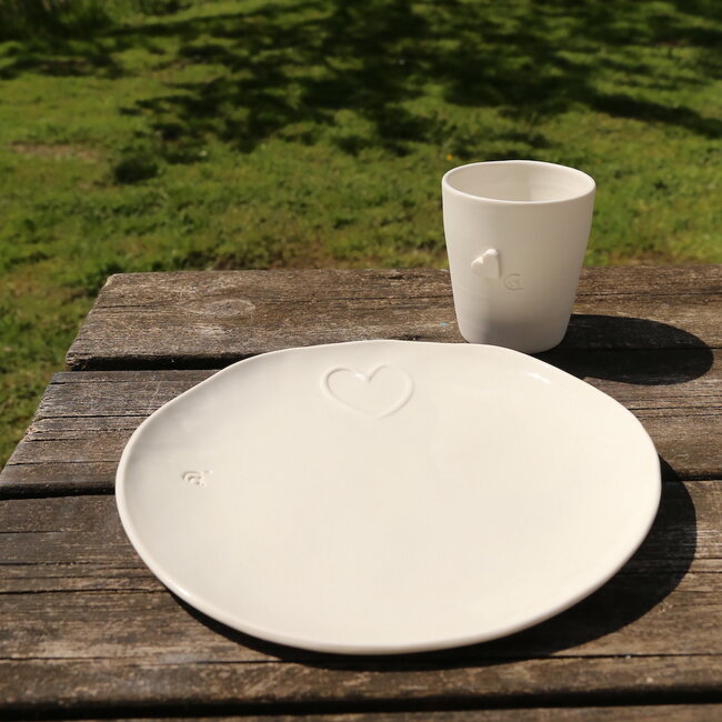 Handmade porcelain plate, Heart