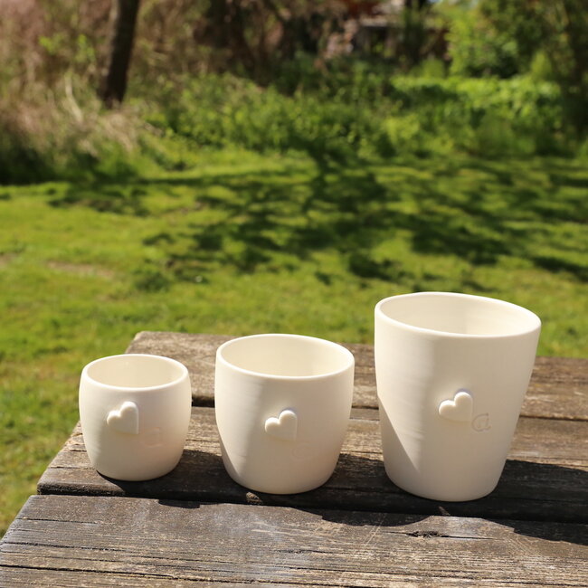 Porcelain handmade tea cup, Heart