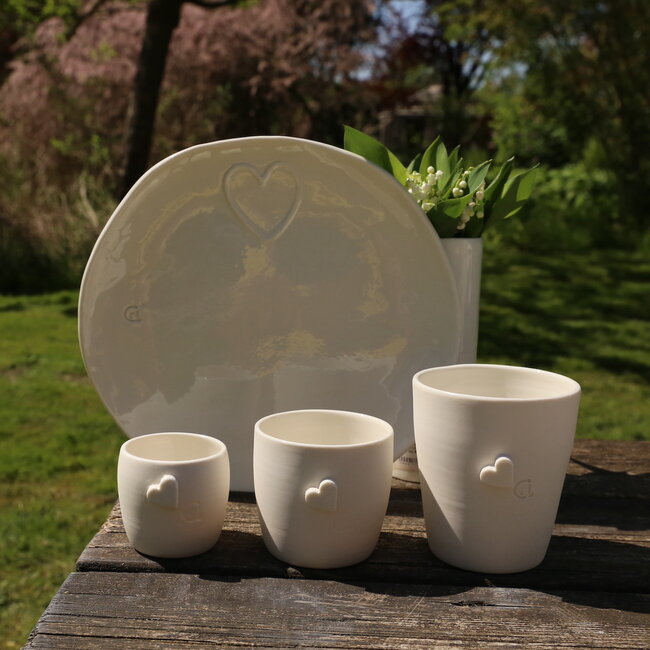 Porcelain handmade tea cup, Heart