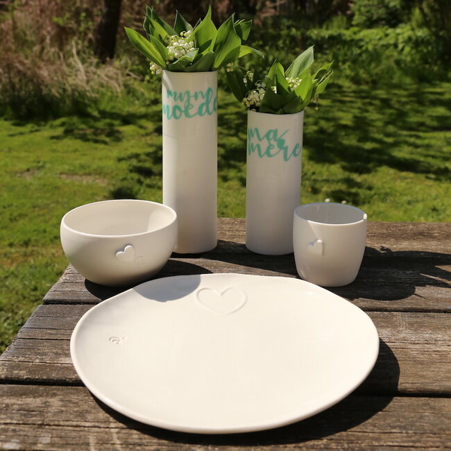 Unique handmade porcelain bowl with a subtle heart incorporated