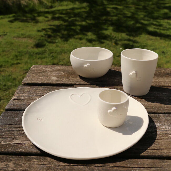 Bol unique en porcelaine faite à la main et ornée d'un cœur subtil