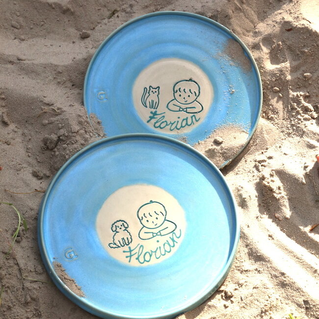 Handgemaakt keramisch bordje  van ons kinderservies "Florian"
